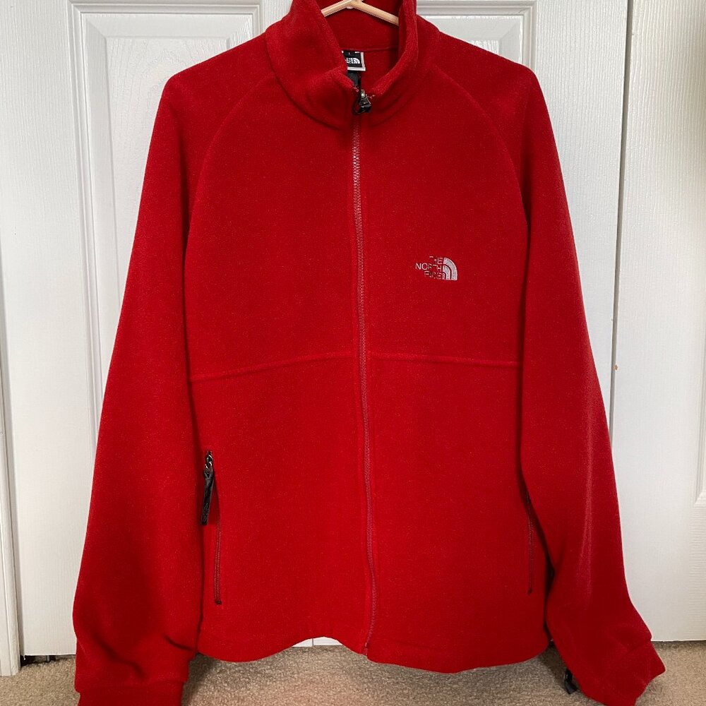 North face men's full zip fleece jacket-large, EUC
